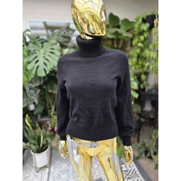 Maeve Anthropologie Cashmere Turtleneck Open Back Sweater Black Small - Picture 3 of 8
